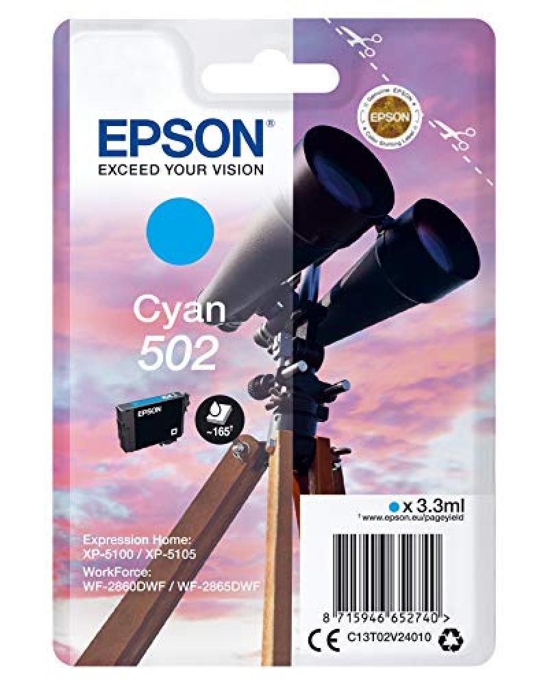 (TG. Standard) Epson Singlepack Cyan 502 Ink - NUOVO