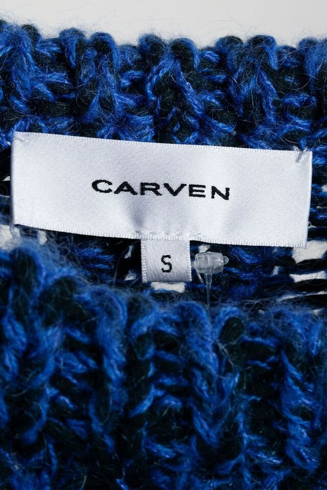 Suéter Tallado Grueso Tejido con Cable Negro Azul, Talla S Foto 4 de 4