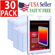 30 Pack Magnetic Trading Sports Card Holders 35pt One-Touch Hard UV Protection