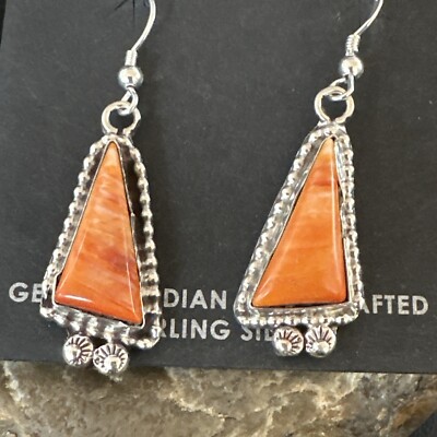 Ureinwohner Navajo Sterlingsilber orange stachelige Auster Ohrhänger 17275