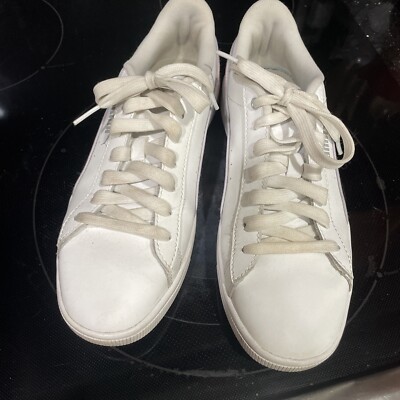 Puma Sneakers Size 8.5 Softfoam White Leather Multi Color Striped Women s