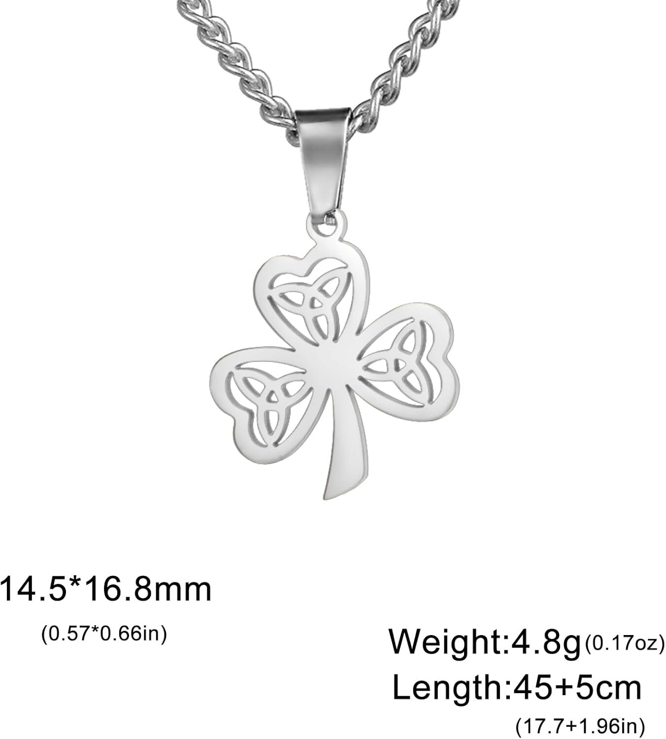 CELTIC SHAMROCK Necklace Pendant Pewter Clover St Patrick's Day Irish Good Luck