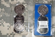 Key Chain U S Army - ARMY BRAT Dog Tag with chain necklace Silver