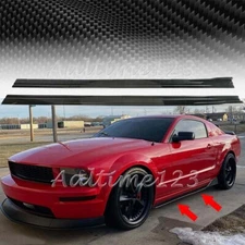 For Ford For Mustang 2010-2023 Carbon Fiber Look Side Skirt Rocker Lip Splitter