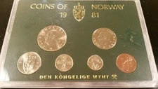 Coins of Norway Set 1981 Coined at Den Kongelige Mynt Kongsberg