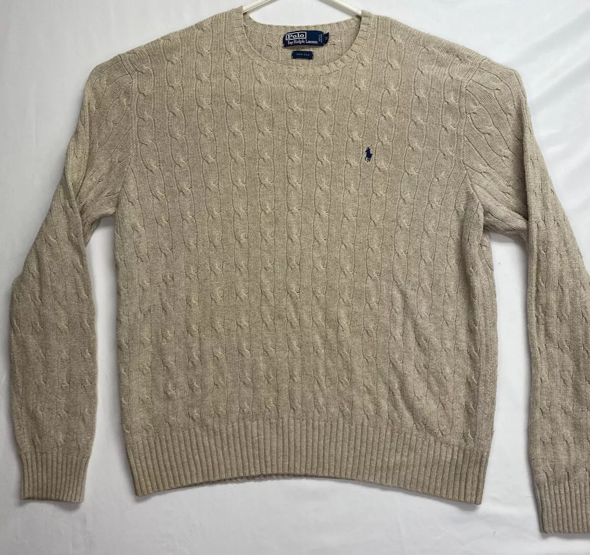Vintage Polo Ralph Lauren MEN S 100 Silk Cable Knit Sweater XL