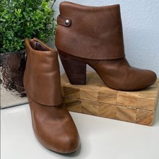 Kork-Ease Ankle Boot Bootie Cuffed Leather Size 9 Chestnut Brown