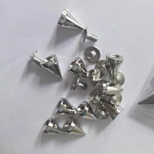 CraftbuddyUS 20pcs (7*10 mm) Silver Screw Spikes Punk Rock Leather Bag Shoe Stud