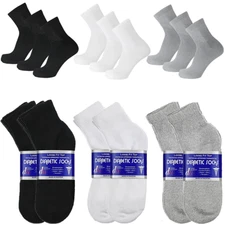 3-12 Pairs Mens Circulatory Diabetic Health Ankle Quarter Cotton Socks Size 9-15