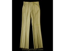 Men's Medium 60s Pants - Mod Late 1960s Khaki Brown Tailored Trouser - 32 x 37