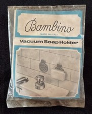Vtg BAMBINO Vacuum Soap Holder Made In Italy NIP Prop Display MCM Bathroom