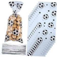 100 Pcs Soccer Treat Bags Gift Bags, Soccer Party 100 Count Pack of 1 clear