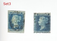 QV 2 Penny blue imperforated and perforated GB stamps