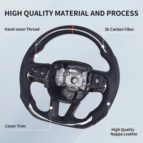 Volante de fibra de carbono para Dodge Charger/Challenger SXT/GT/RT 2015-22 2023 - Imagen 5 de 6