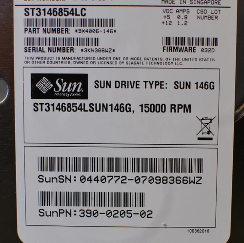 Sun Micro 146GB U320 SCSI 15K RPM 390-0205-02 Seagate ST3146854LC 4-month war. - Picture 3 of 5