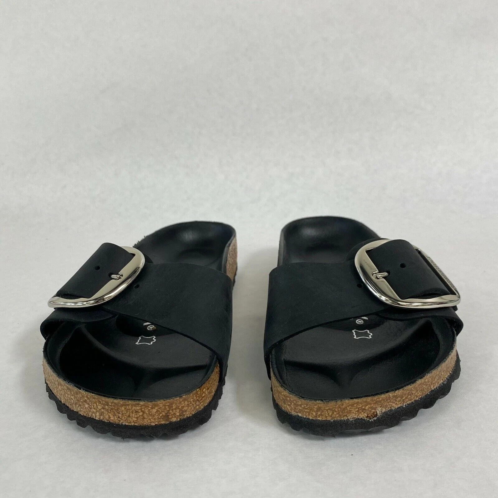 Birkenstock New w/o Box Madrid Big Buckle Black Oiled Leather Exquisite Narrow
