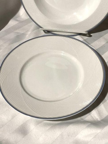 DANSK Jack Lenor Larsen TAPESTRIES DAMASK BLUE 2 Pc SALAD PLATE & SOUP BOWL - Picture 2 of 6