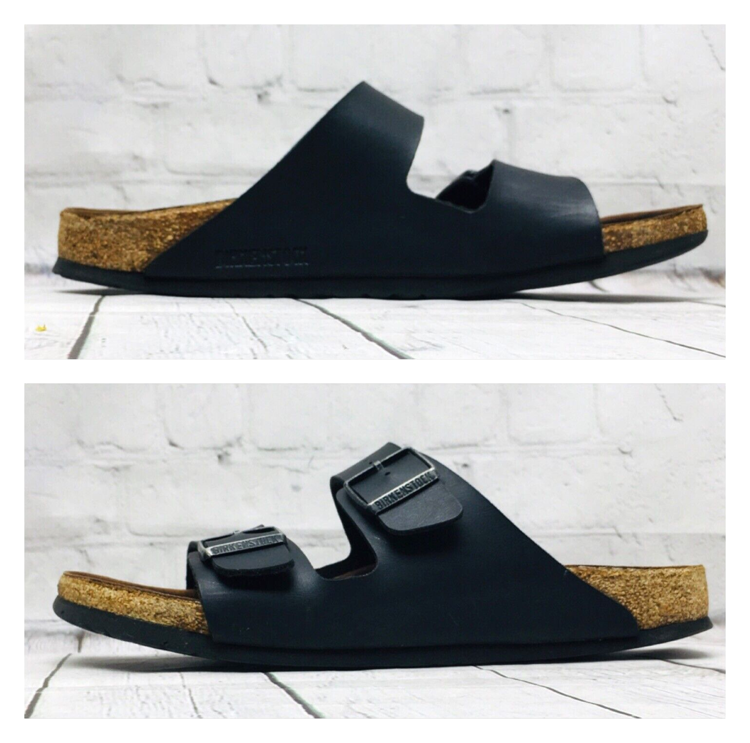 Birkenstock Arizona Birko-flor Slide Sandals Men's 44 /US 11-11.5 Black  Leather | eBay