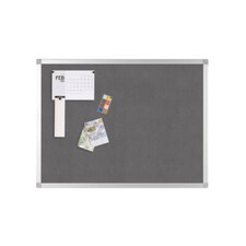 Noticeboard Aluminium Frame Felt Q-Connect, Fixing Kit 900x600mm Grey 9700025