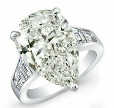 3.57Ct White Pear CZ Engagement Wedding Ring Solid 925 Sterling Silver
