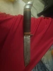 Vintage WWII/ WW2 Western  Military Combat Fighting Knife w/Leather Sheath