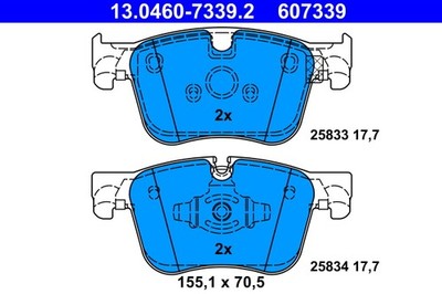 1x ATE 13.0460-7339.2 Bremsbelagsatz Scheibenbremse für Citroën Opel Vauxhall Pe