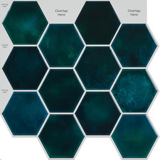 4 Sheets Peel and Stick Tiles Backsplash for Kitchen 12"x12" Emerald Green Hexag