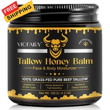 Beef Tallow for skin, Tallow, Hydrating Balm with Raw Honey and... 