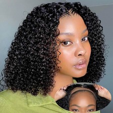 Short Curly Water Wave Human Hair Bob Wigs Lace Frontal Human Hair Deep Wave