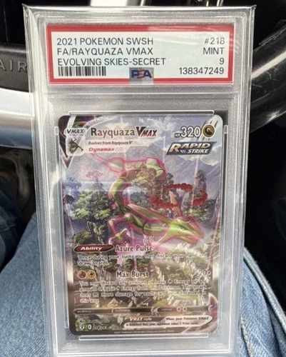 Pokémon Rayquaza VMAX Alternate Art Secret Rare 218/203 SWSH07 PSA 9