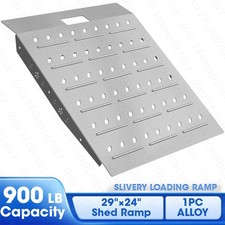 29" x 24" Heavy Duty Aluminum Shed Ramp, Portable Loading for Mowers ATV Silver