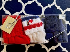 VTG Orig 80s Retro Ankle Cuffed Fashion Socks NOS Gift Box 3 Rainbow Embroidery
