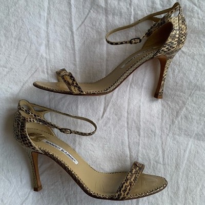 Manolo Blahnik ハイヒール パンプス 23cm 36 snake Vintage Manolo Blahnik Snake Python Strappy Heels Brown Tan | eBay