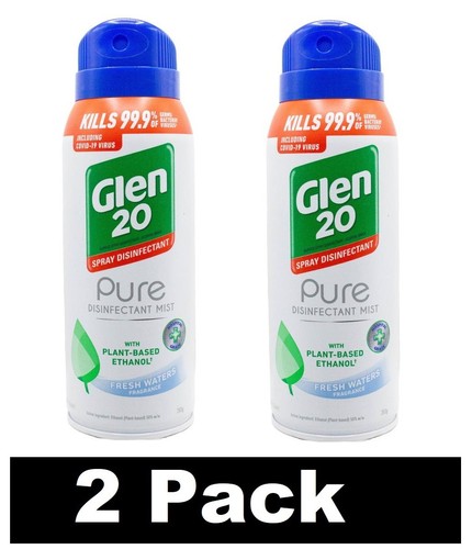 2 x GLEN 20 283g PURE DISINFECTANT MIST SPRAY PLANT BASED ETHANOL  FRESH WATER - Picture 1 of 5