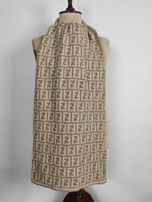 Fendi genuine vintage patterned Ivory / Brown Wool winter Scarf Scarves