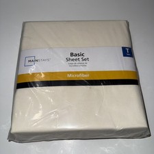 NEW Sealed Mainstays Basic Microfiber Twin 3-Piece Sheet Set, Fresh Ivory Color