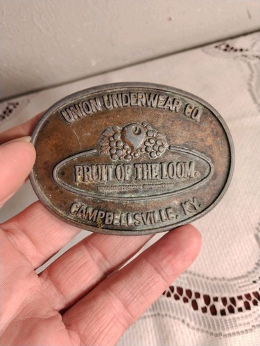 Vintage FRUIT OF THE LOOM Gürtelschnalle Kupfer SELTEN SEHR GUTER ZUSTAND + Campbellsville Kentucky