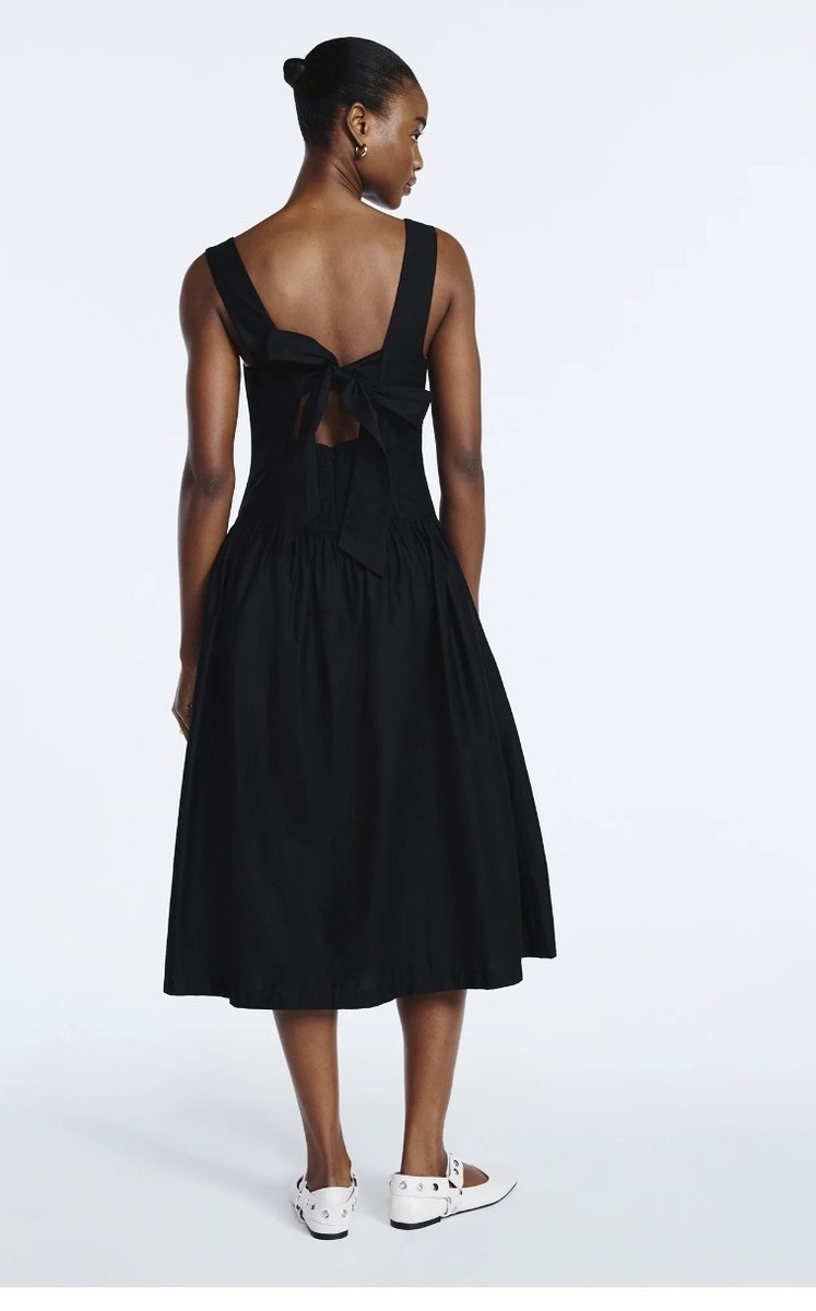 Scoop Women’s Cotton Maxi Dress with Bow Back, Size XL (16-18) Black NWT