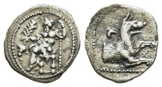 FITZ LYCAONIA Laranda Silver Obol Baaltars Forepart Wolf Crescent @NON1260