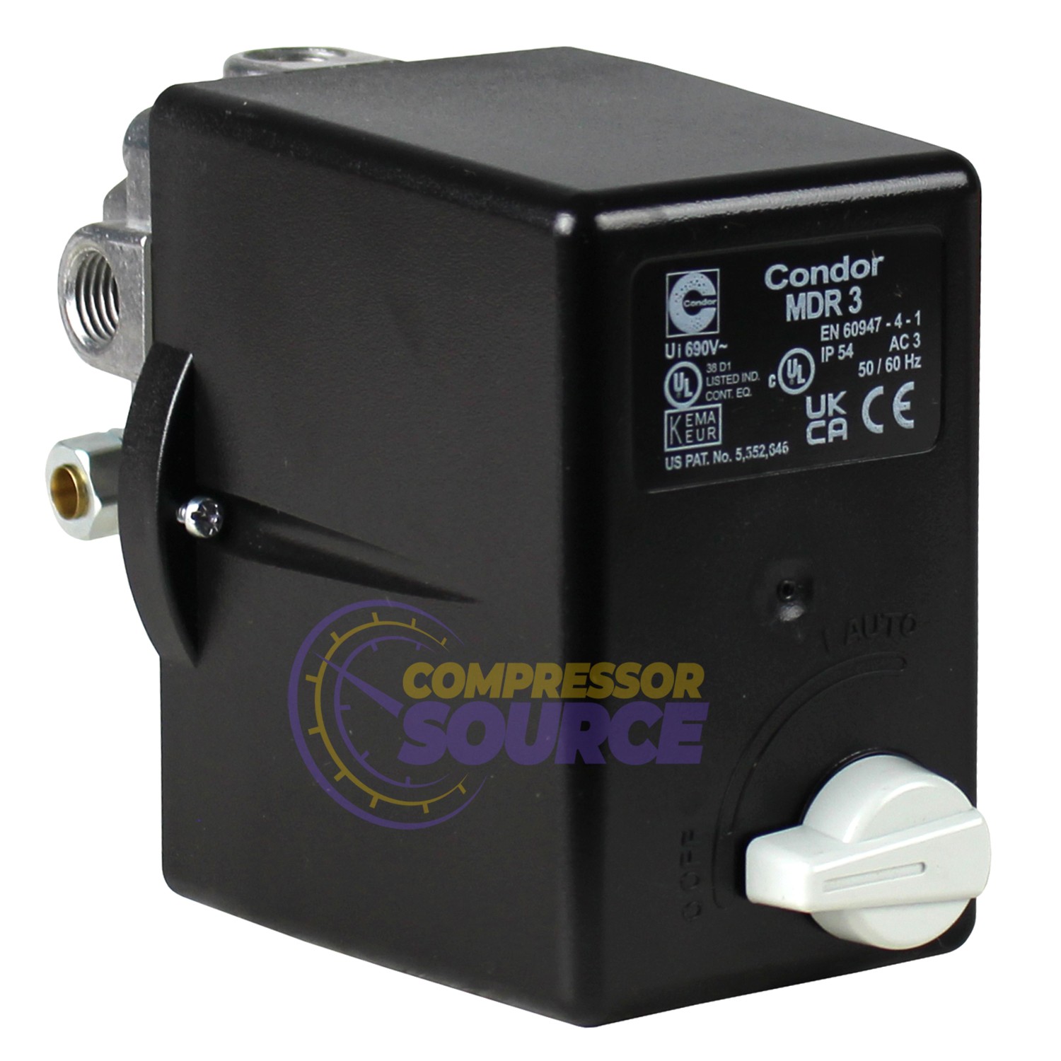 Condor MDR3/11 105-135 PSI 4 Port Pressure Switch Adjustable Overload 1/4" FNPT