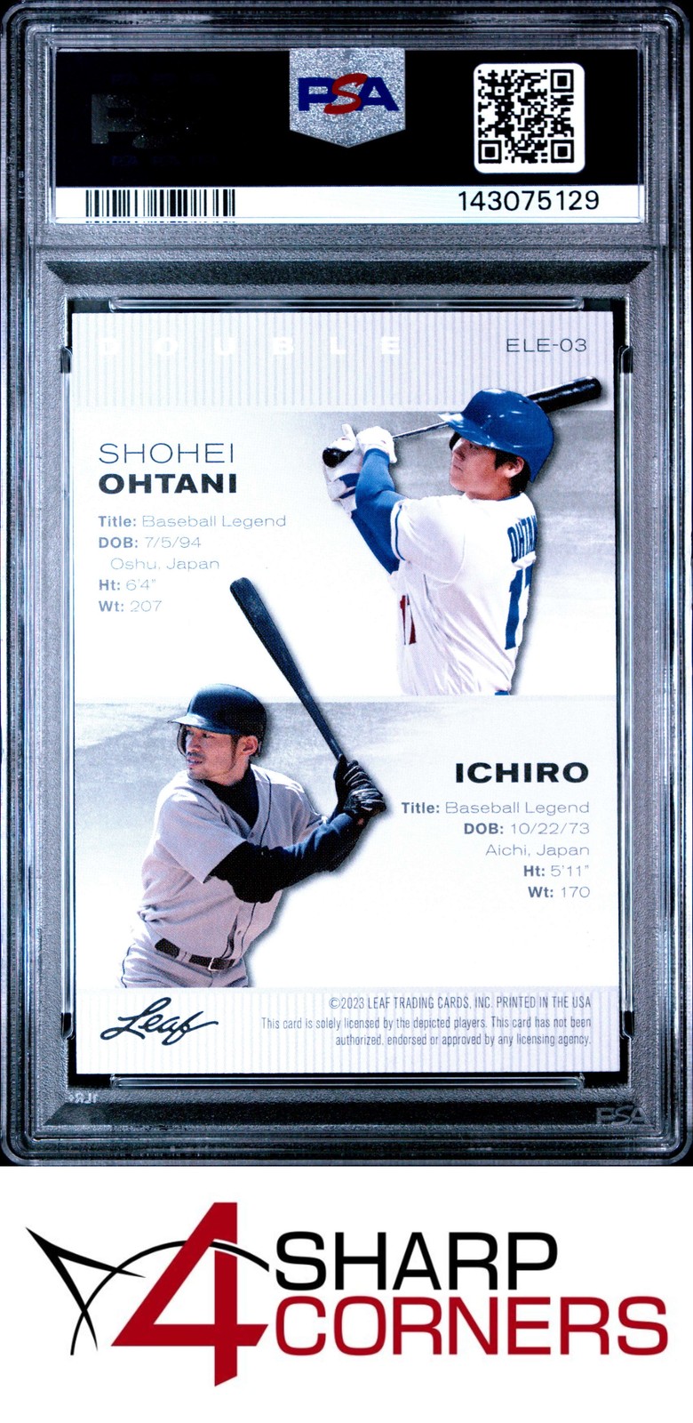 2023 LEAF SPECIAL RELEASE EXCLUSIVE LEGENDS ICHIRO SUZUKI-SHOHEI OHTANI PSA 10 view 2