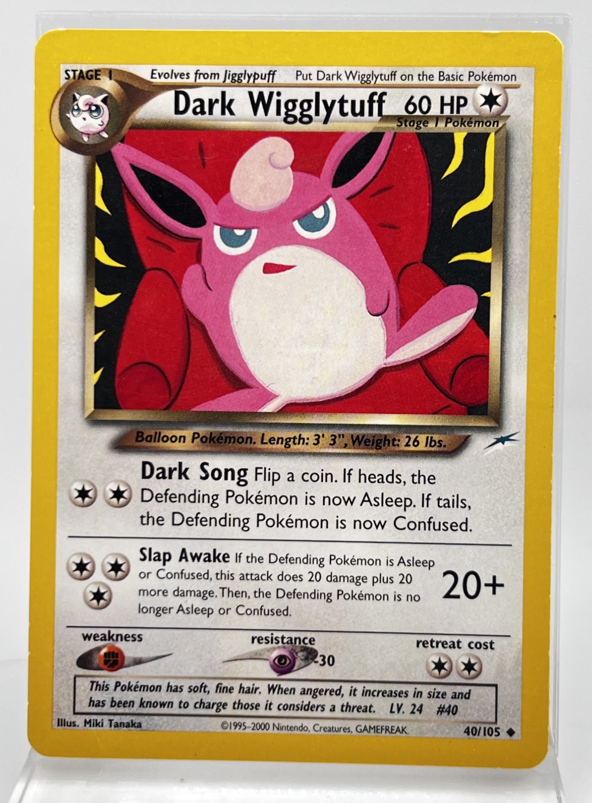 Dark Wigglytuff 40/105 Pokémon Card 2000 Neo Destiny LP Small Bend
