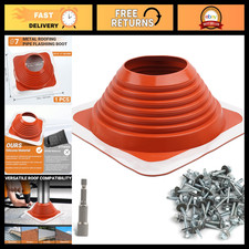 High-Temp Silicone Roof Pipe Flashing Boot for Metal Roofs, 6-11" OD, Durable Se