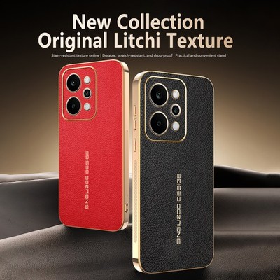 For Realme P4 Power 5G, Hybrid Litchi Texture Leather Plating Frame Case Cover