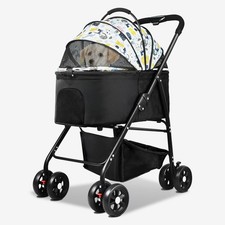 3in1 Folding Pet Stroller with Removable Carrier 45 Pound Weight Limit White