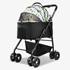 3in1 Folding Pet Stroller with Removable Carrier 45 Pound Weight Limit White