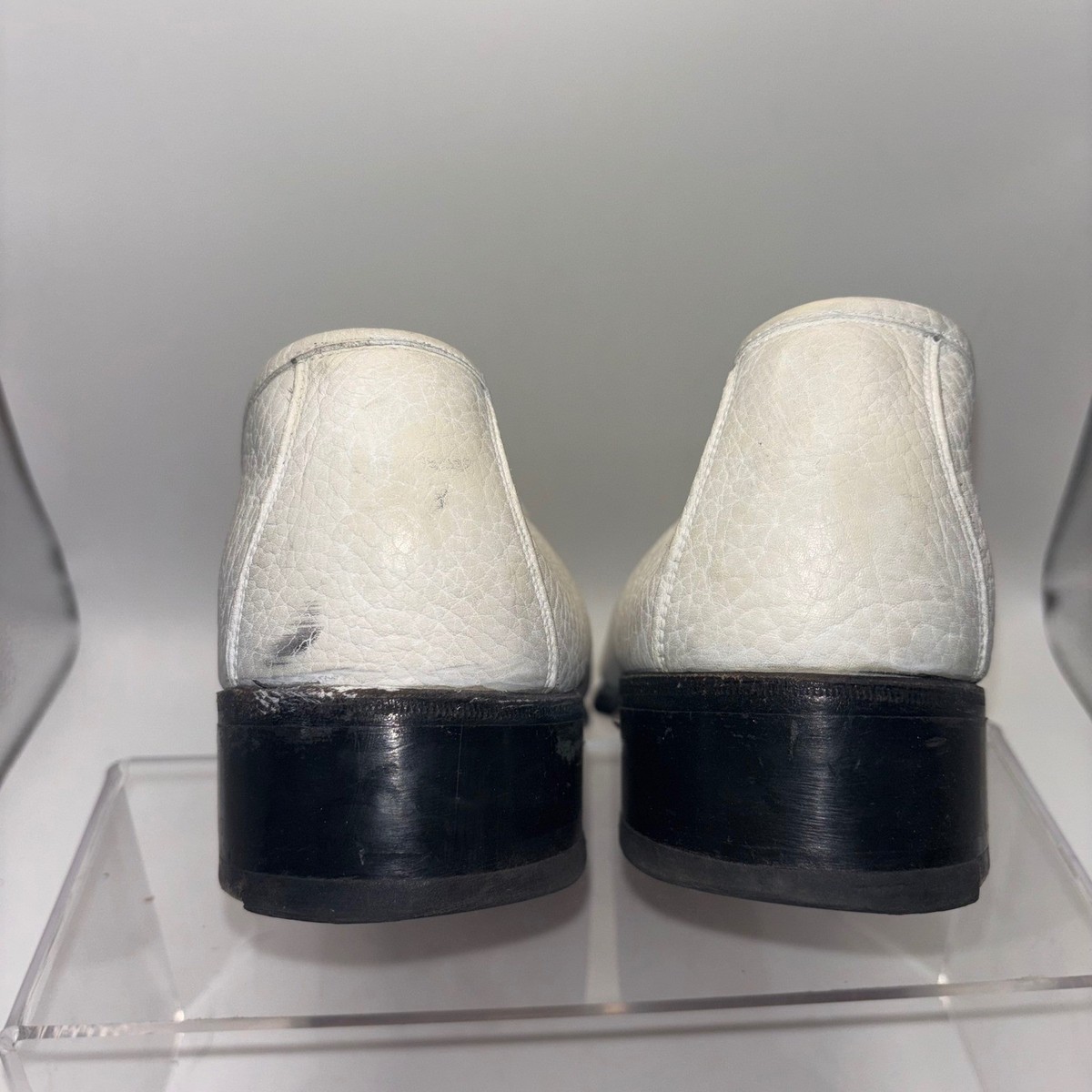 Vintage Florsheim Imperial Mens White Pebbled Leather Bit Horsebit Loafers 9.5 C Vintage Florsheim Imperial Mens White Pebbled Leather Bit  main image 3