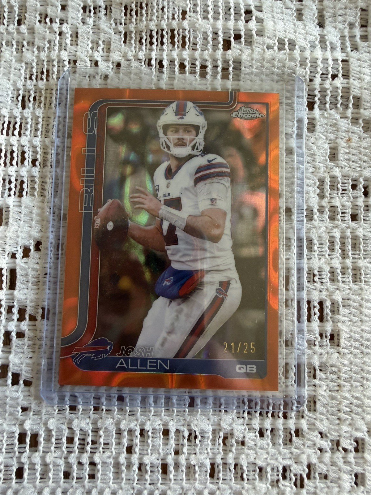 2025 Topps Chrome Josh Allen Buffalo Bills Orange Parallel /25 Football Card