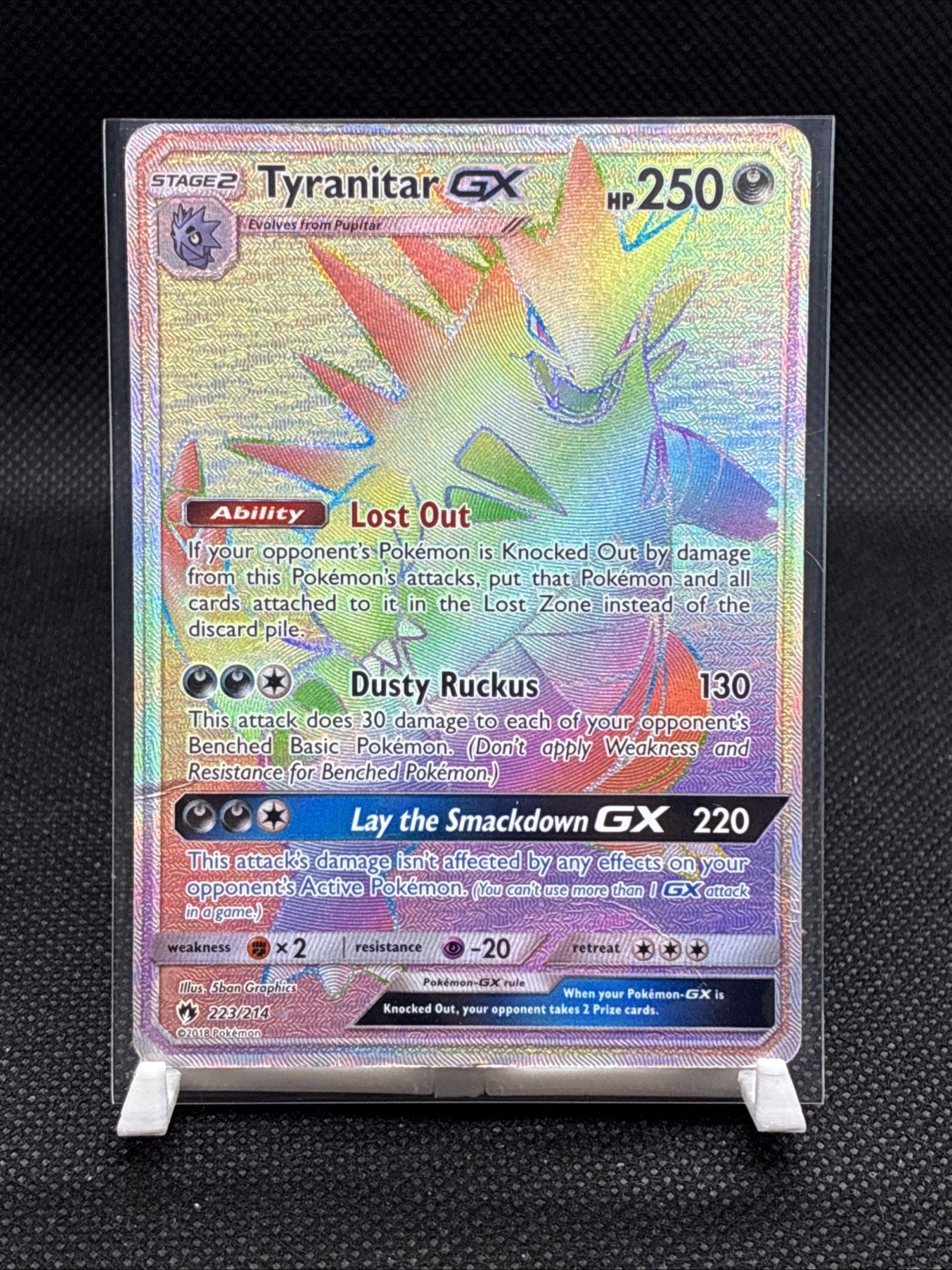 2018 Tyranitar GX Hyper Rare Rainbow 223/214 Lost Thunder Pokémon Card HP