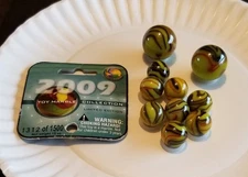 2009 Mega Marbles Vacor Triceratops UV Glow Glass Rare WITH TAG 8 + 2 Shooters.